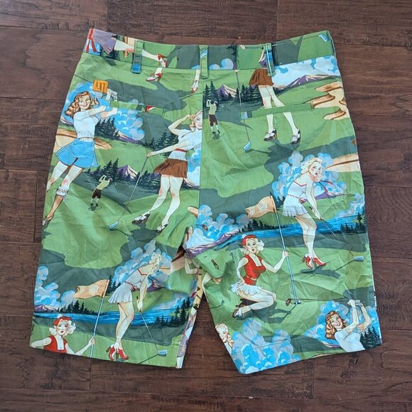 Loudmouth Golf Shorts Men’s 34 Retro Print Novelty Pin Up Girl Sportswear - Picture 4 of 10